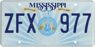 MS license plate ZFX977