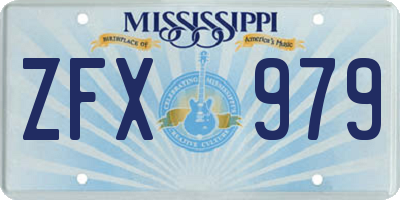 MS license plate ZFX979