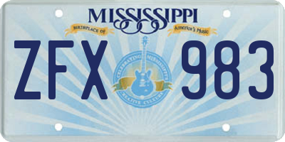 MS license plate ZFX983