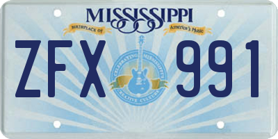 MS license plate ZFX991