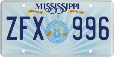 MS license plate ZFX996