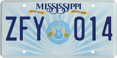 MS license plate ZFY014