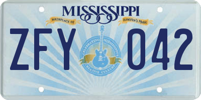 MS license plate ZFY042