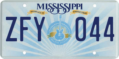 MS license plate ZFY044