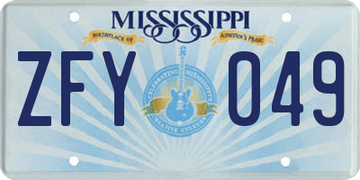 MS license plate ZFY049