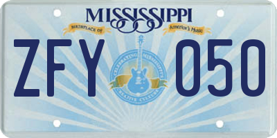 MS license plate ZFY050