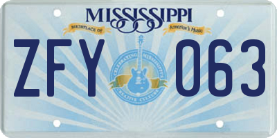 MS license plate ZFY063