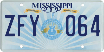MS license plate ZFY064