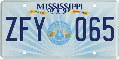 MS license plate ZFY065