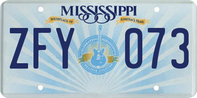 MS license plate ZFY073