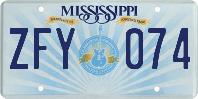 MS license plate ZFY074