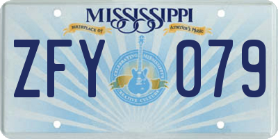 MS license plate ZFY079