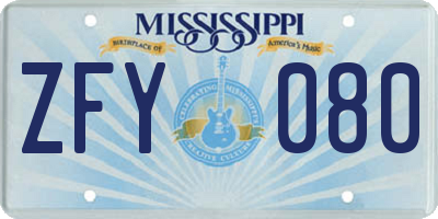 MS license plate ZFY080