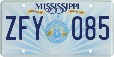 MS license plate ZFY085
