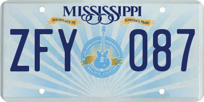MS license plate ZFY087