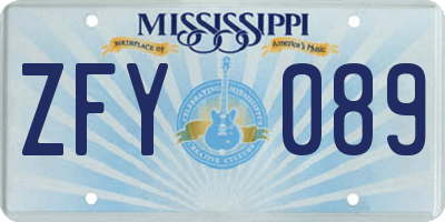 MS license plate ZFY089