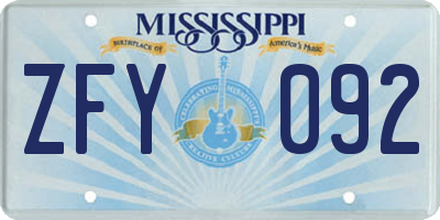 MS license plate ZFY092