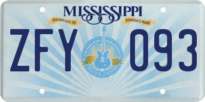 MS license plate ZFY093