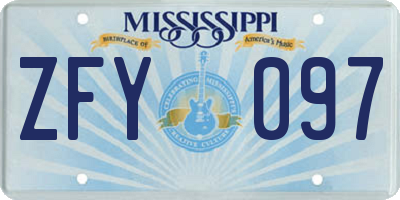 MS license plate ZFY097