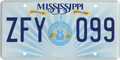 MS license plate ZFY099