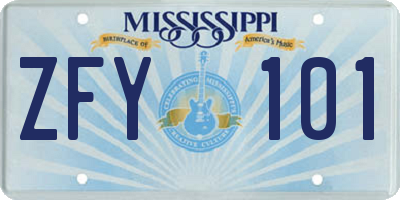 MS license plate ZFY101