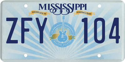 MS license plate ZFY104