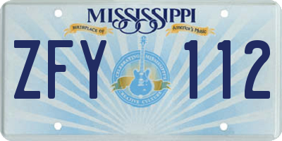 MS license plate ZFY112