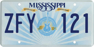 MS license plate ZFY121