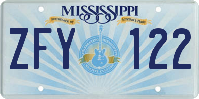 MS license plate ZFY122