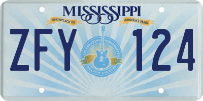 MS license plate ZFY124