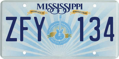 MS license plate ZFY134