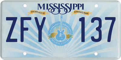 MS license plate ZFY137