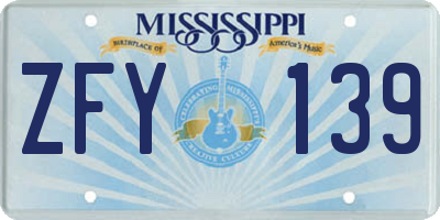 MS license plate ZFY139