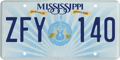 MS license plate ZFY140
