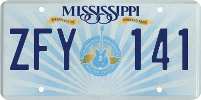 MS license plate ZFY141
