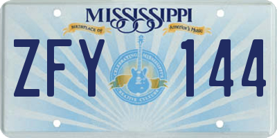 MS license plate ZFY144
