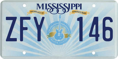 MS license plate ZFY146