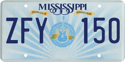 MS license plate ZFY150