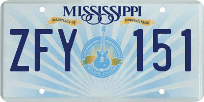MS license plate ZFY151