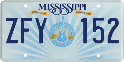 MS license plate ZFY152