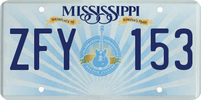 MS license plate ZFY153