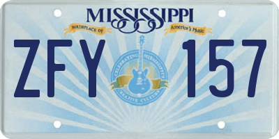 MS license plate ZFY157