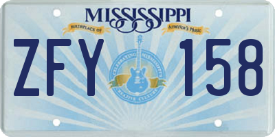 MS license plate ZFY158