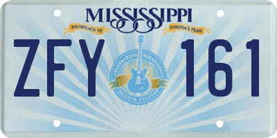MS license plate ZFY161