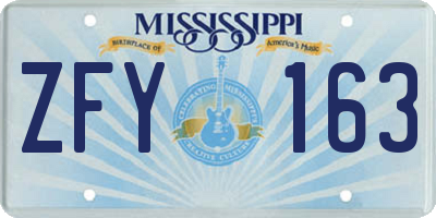 MS license plate ZFY163