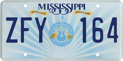 MS license plate ZFY164