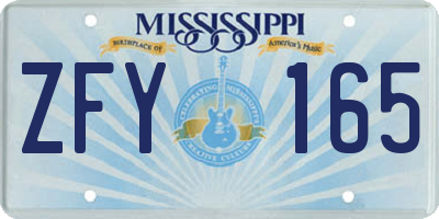 MS license plate ZFY165