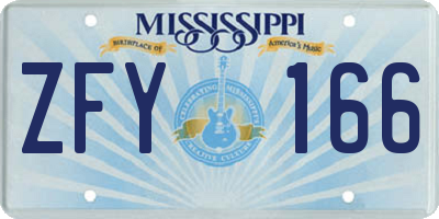MS license plate ZFY166