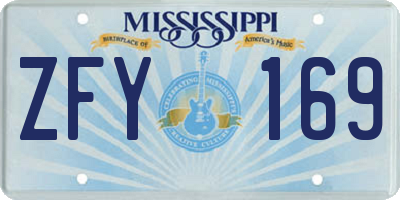 MS license plate ZFY169