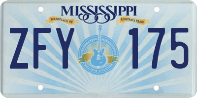MS license plate ZFY175